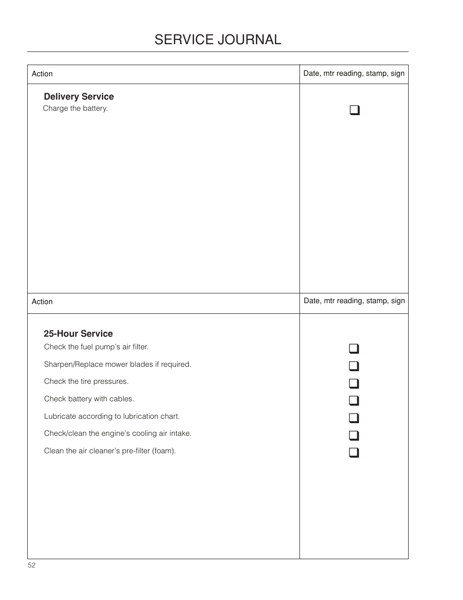 Service.journal | Husqvarna 966582101 User Manual | Page 52 / 56