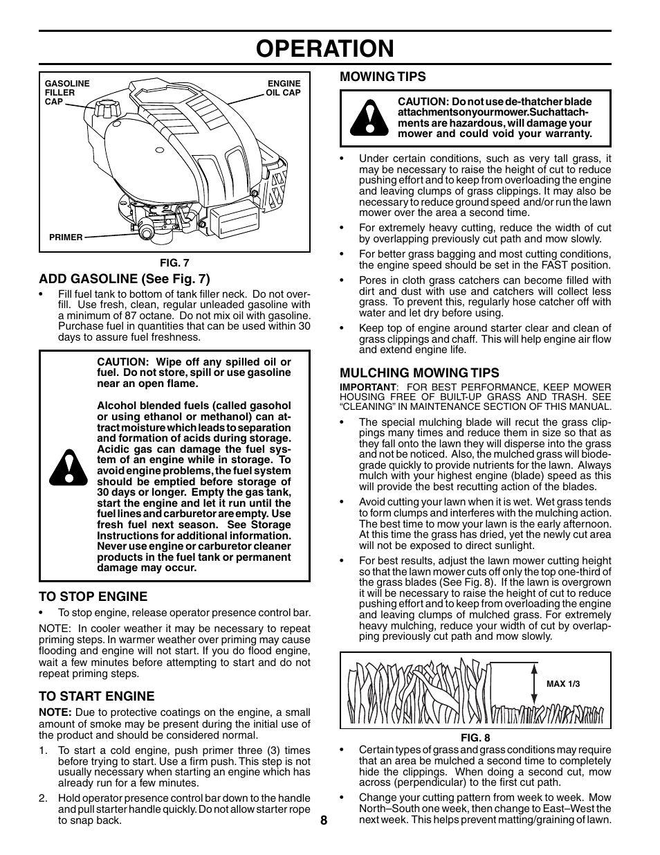 Operation | Husqvarna 7021CP User Manual | Page 8 / 18