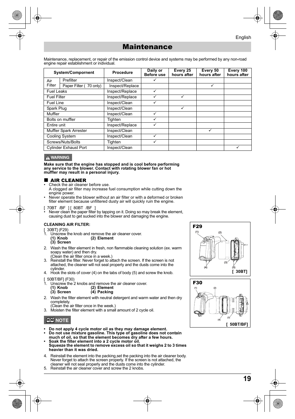 Maintenance | Husqvarna 330BT User Manual | Page 19 / 22