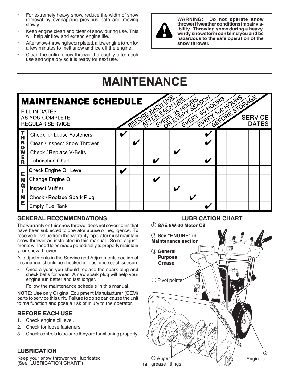 Maintenance | Husqvarna 1130SBE User Manual | Page 14 / 32