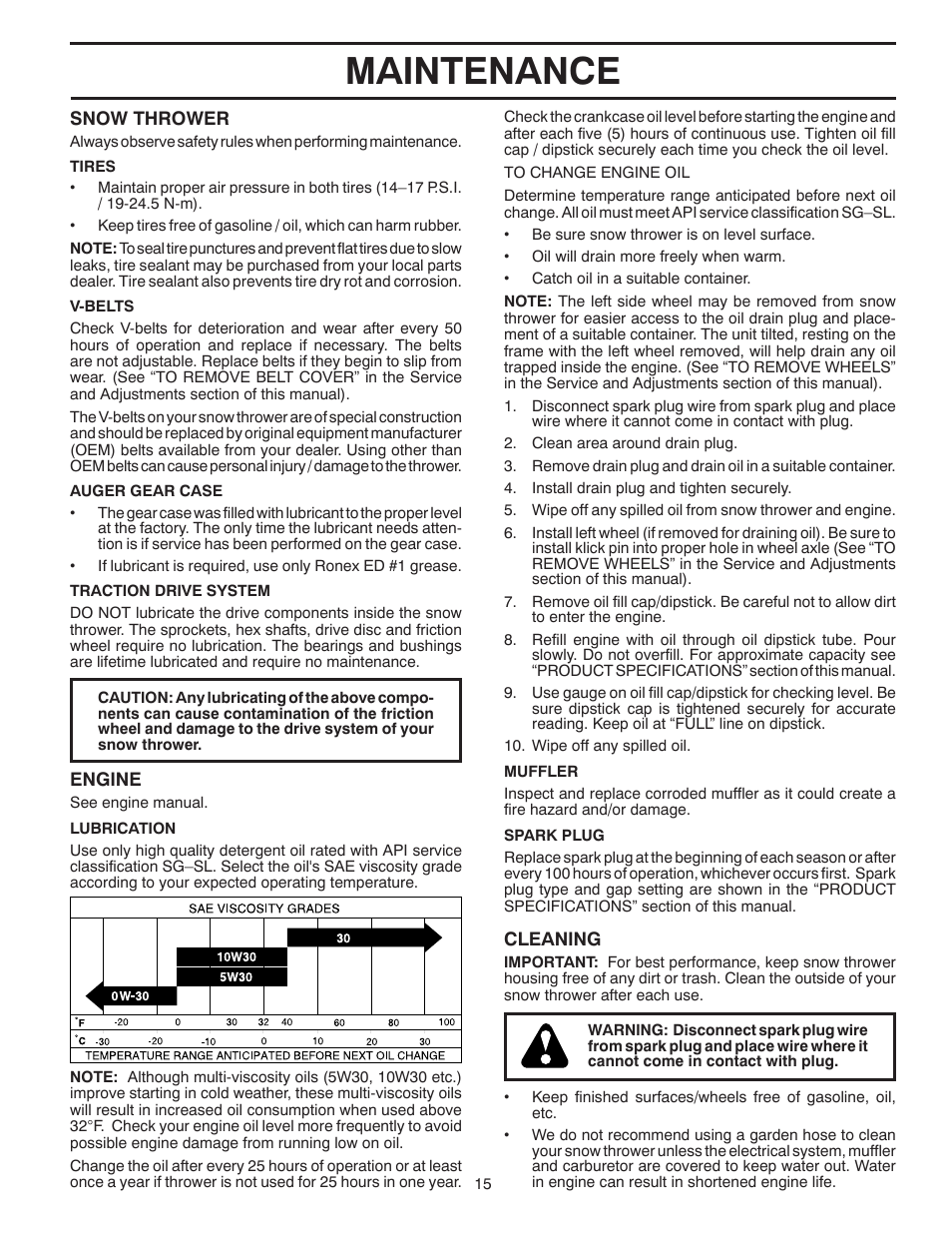 Maintenance | Husqvarna 1130SBE User Manual | Page 15 / 32