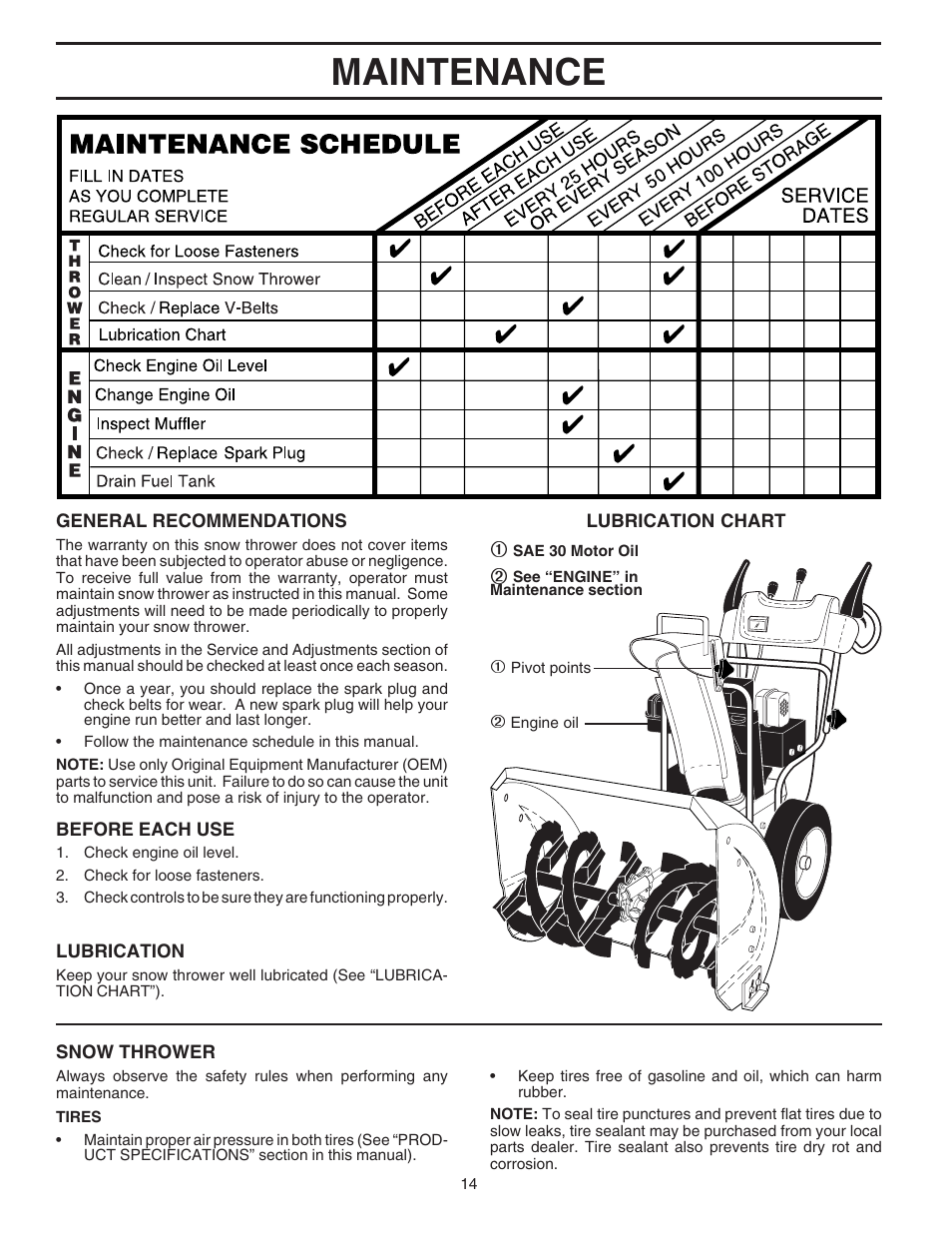 Maintenance | Husqvarna 8024ST User Manual | Page 14 / 32