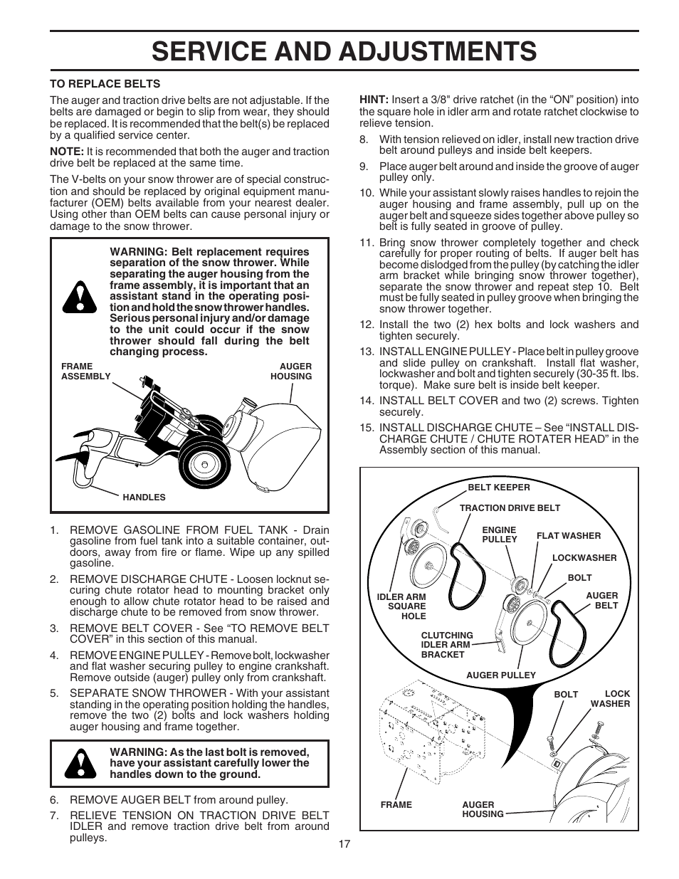 Service and adjustments | Husqvarna 8024ST User Manual | Page 17 / 32