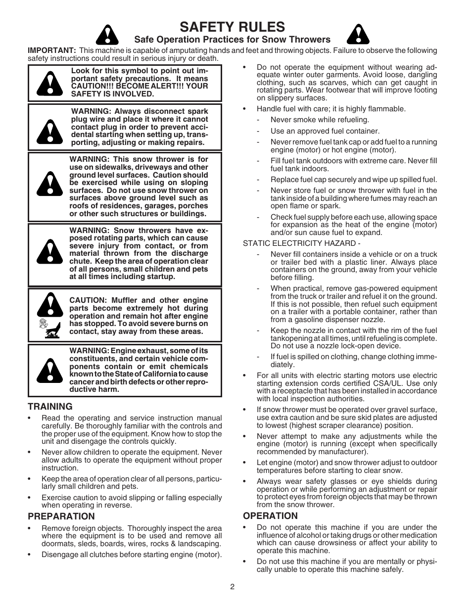 Safety rules | Husqvarna 8024ST User Manual | Page 2 / 32