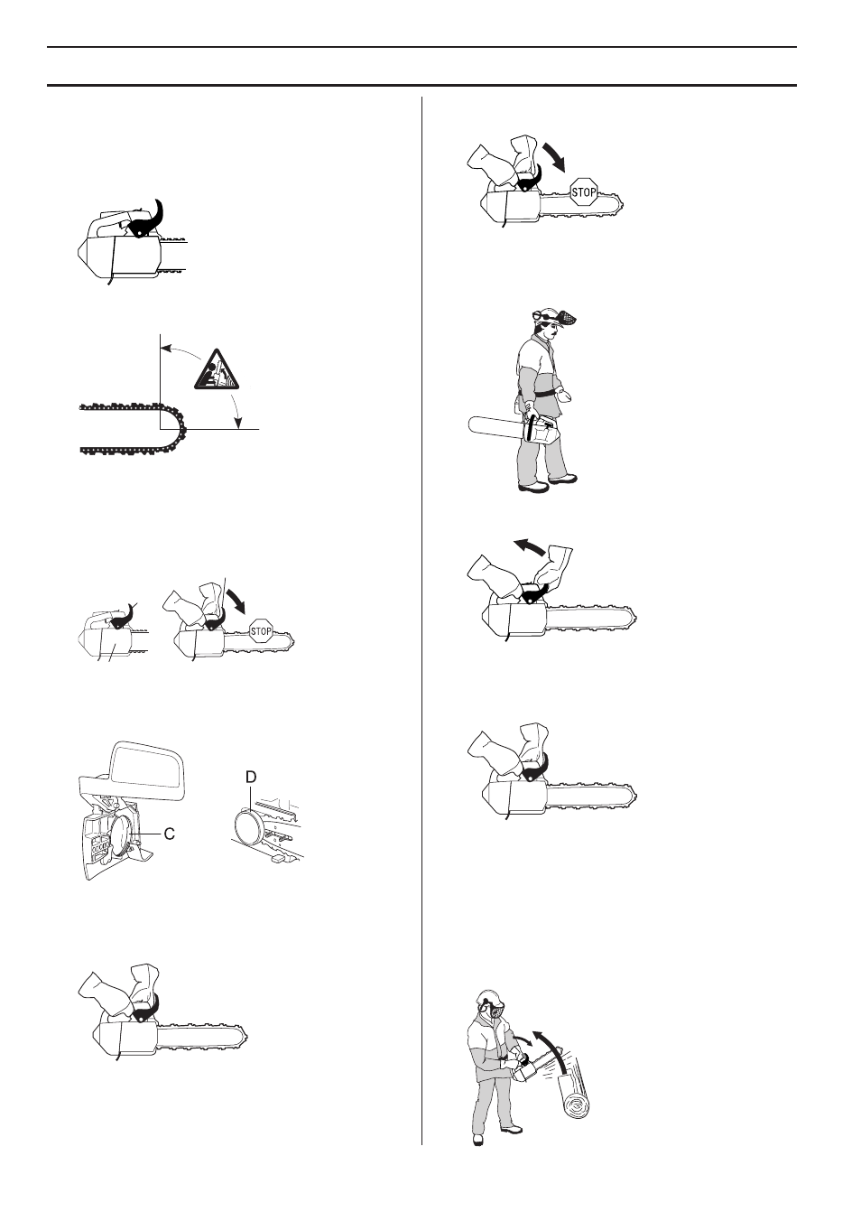 General safety precautions, Chain brake and front hand guard | Husqvarna CARB III User Manual | Page 8 / 44