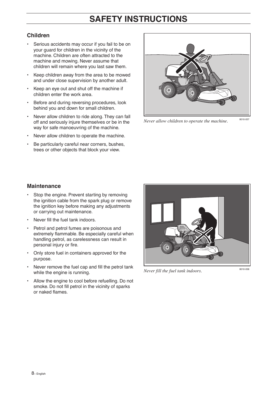Safety instructions | Husqvarna 15 C User Manual | Page 10 / 56