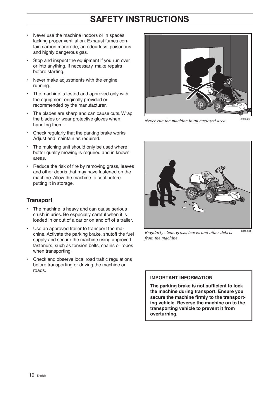 Safety instructions | Husqvarna 15 C User Manual | Page 12 / 56