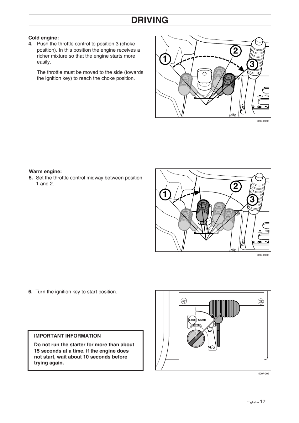 Driving | Husqvarna 15 C User Manual | Page 19 / 56
