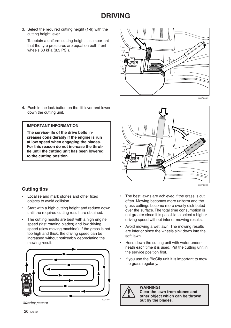 Driving, Cutting tips | Husqvarna 15 C User Manual | Page 22 / 56