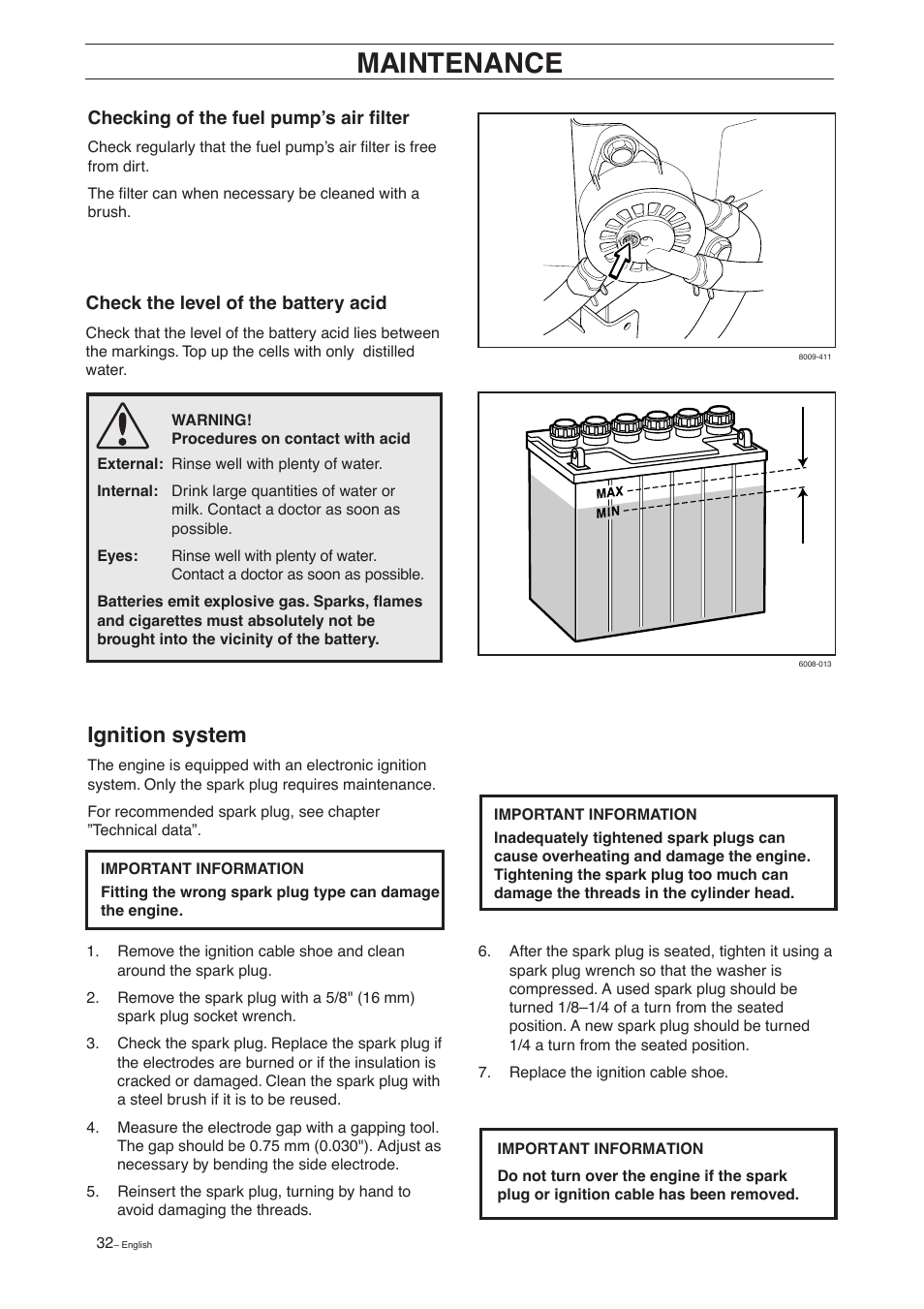 Maintenance, Ignition system | Husqvarna 15 C User Manual | Page 34 / 56