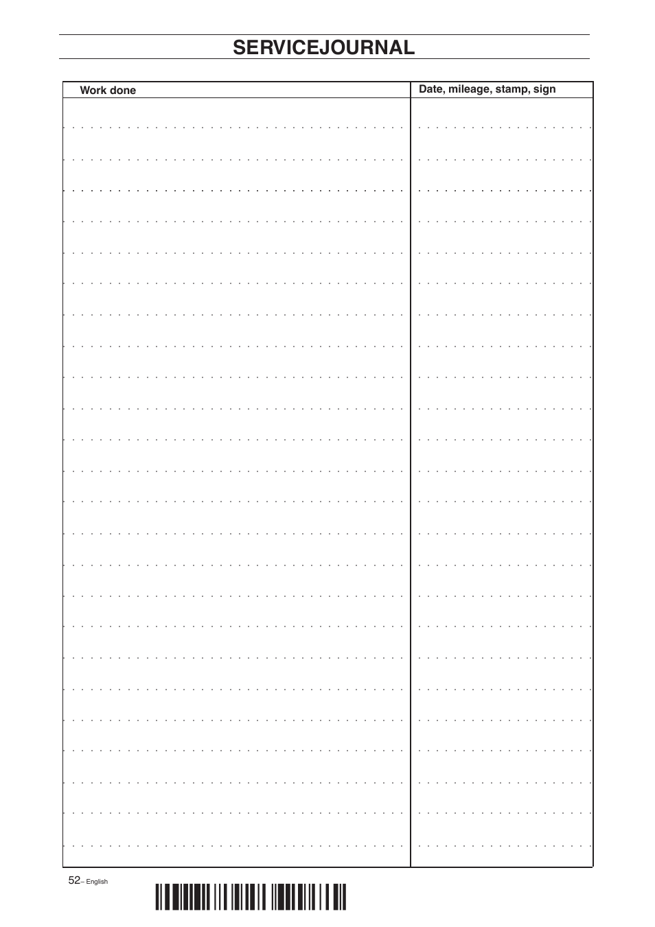 Z+r-h¶6d, Servicejournal | Husqvarna 15 C User Manual | Page 54 / 56