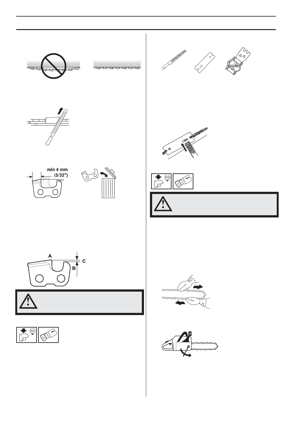 Tensioning the chain, General safety precautions | Husqvarna 359G E-tech User Manual | Page 14 / 44