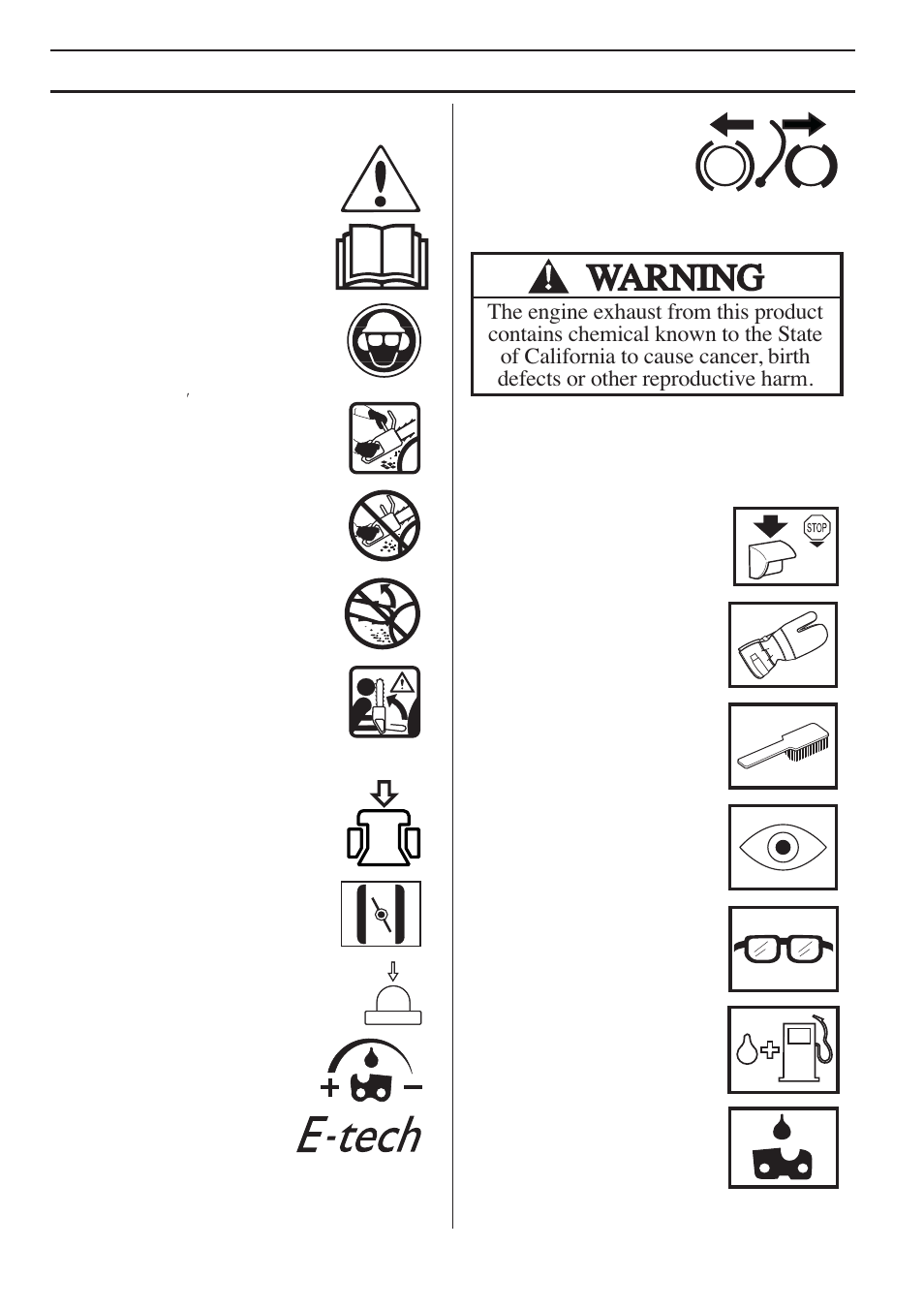 Symbols on the machine, Symbols in the operator’s manual, Key t o symbols | Symbols on the mac hine | Husqvarna 359G E-tech User Manual | Page 2 / 44