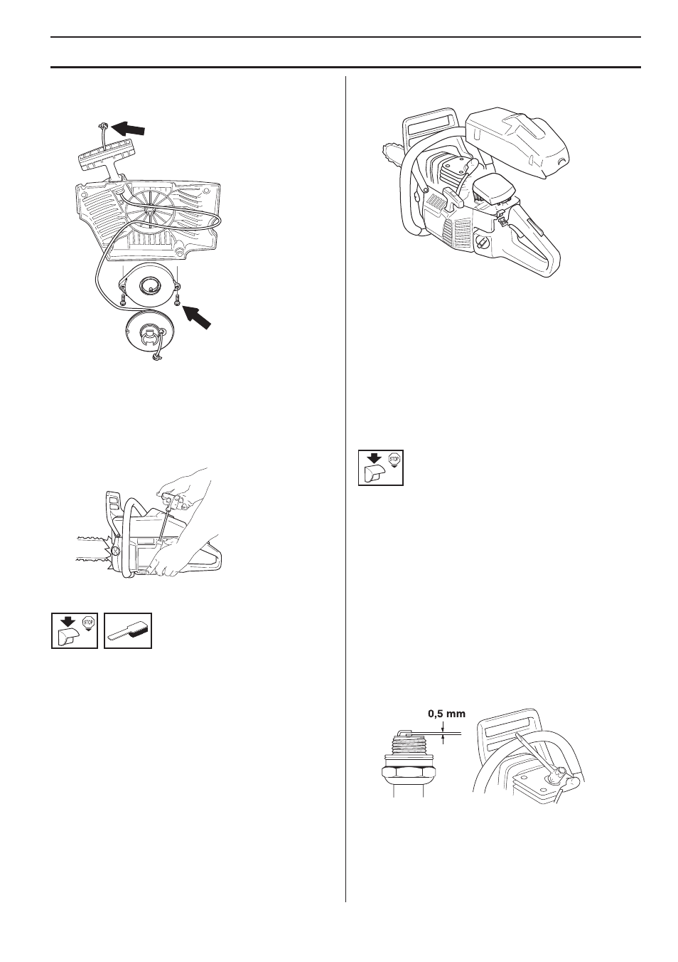 Fitting the starter, Air filter, Spark plug | Maintenance | Husqvarna 359G E-tech User Manual | Page 35 / 44