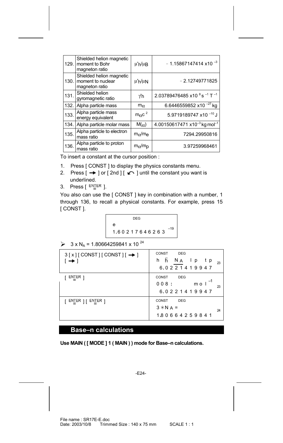 Base–n calculations | CITIZEN SR-281  EN User Manual | Page 24 / 33