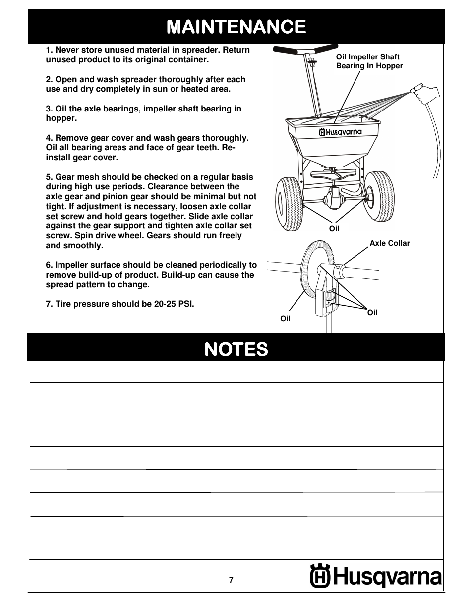 Maintenance | Husqvarna 966043502 User Manual | Page 7 / 8