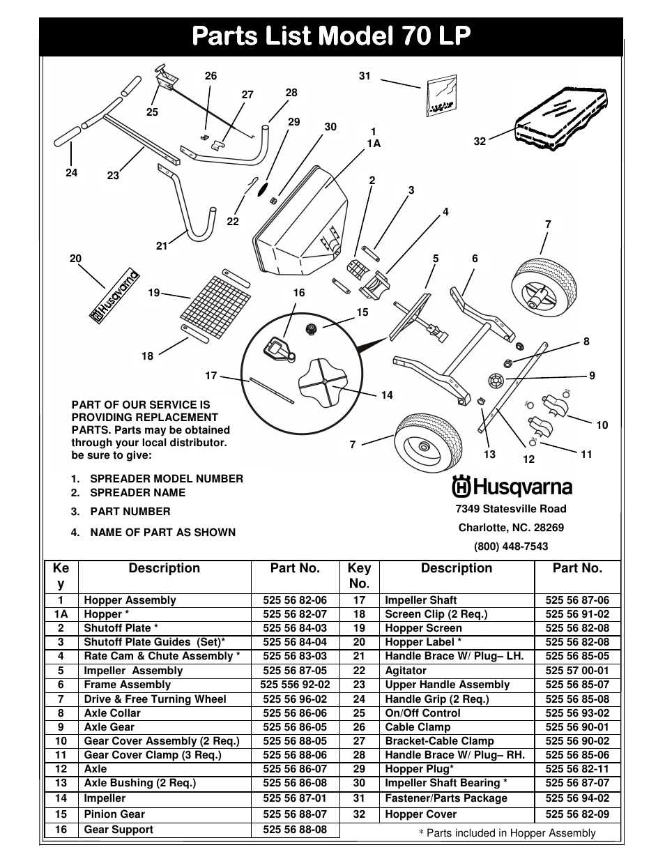 Repair parts, Parts list model | Husqvarna 966043502 User Manual | Page 8 / 8