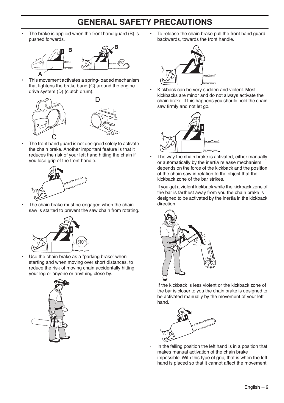 General safety precautions | Husqvarna 359 EPA III User Manual | Page 9 / 44