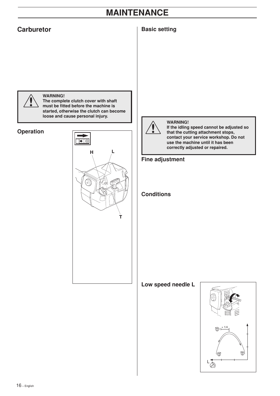 Maintenance | Husqvarna 232L User Manual | Page 16 / 32