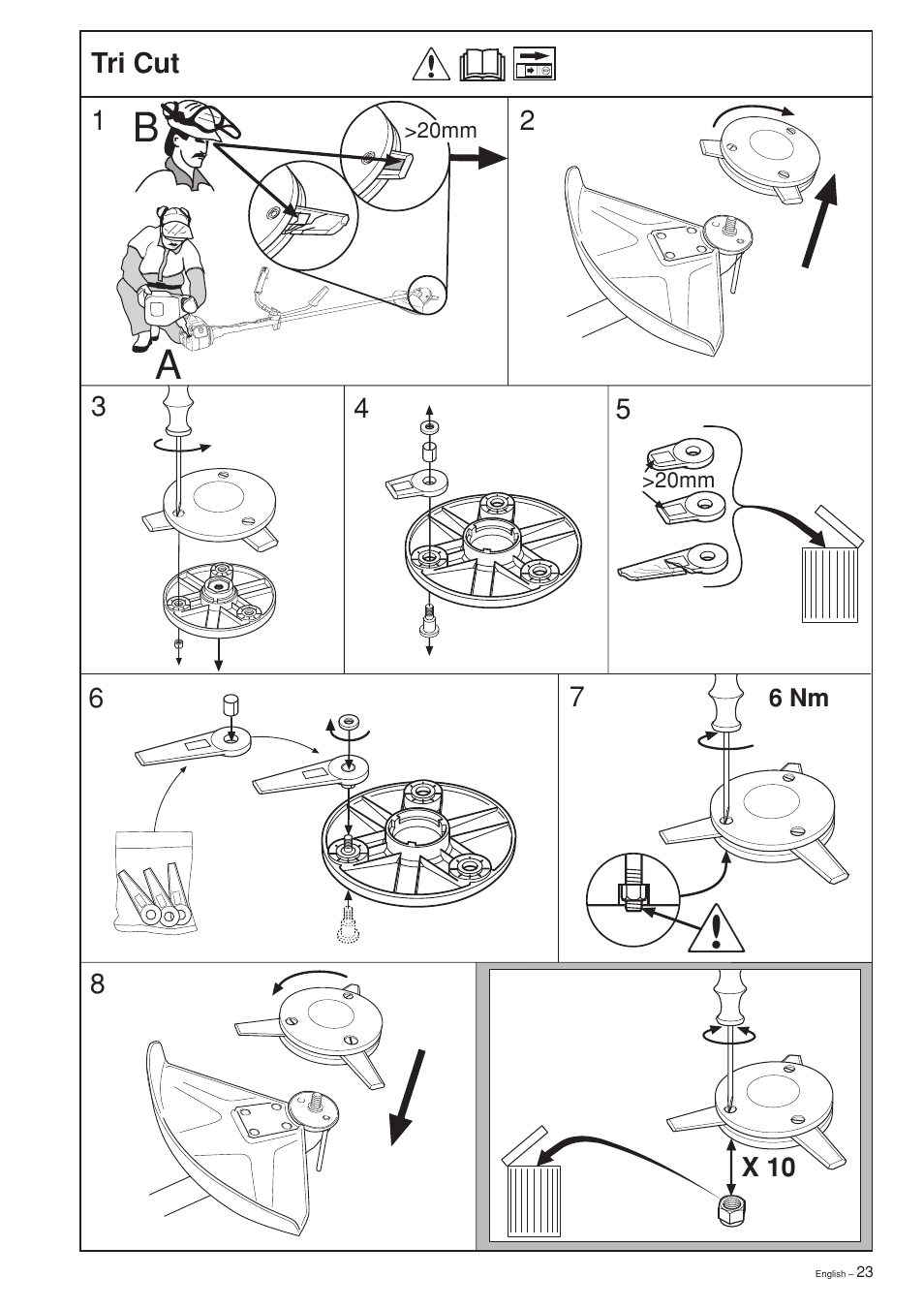 Tri cut | Husqvarna 232L User Manual | Page 23 / 32