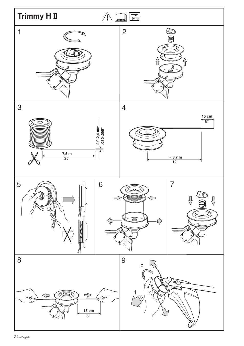 Trimmy h ii | Husqvarna 232L User Manual | Page 24 / 32