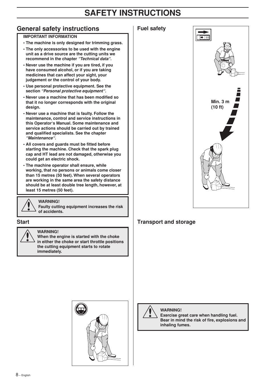 Safety instructions, General safety instructions | Husqvarna 232L User Manual | Page 8 / 32