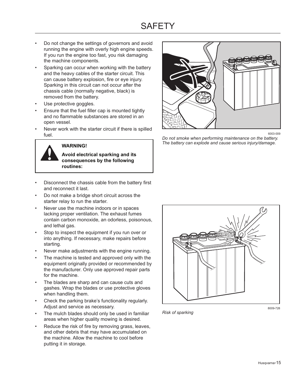 Safety | Husqvarna 965881201 User Manual | Page 15 / 76
