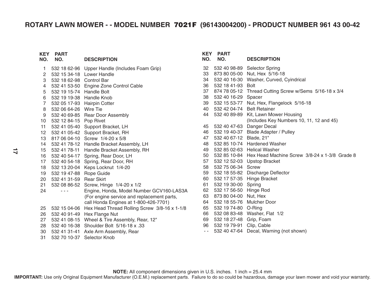 Husqvarna 7021F User Manual | Page 17 / 21