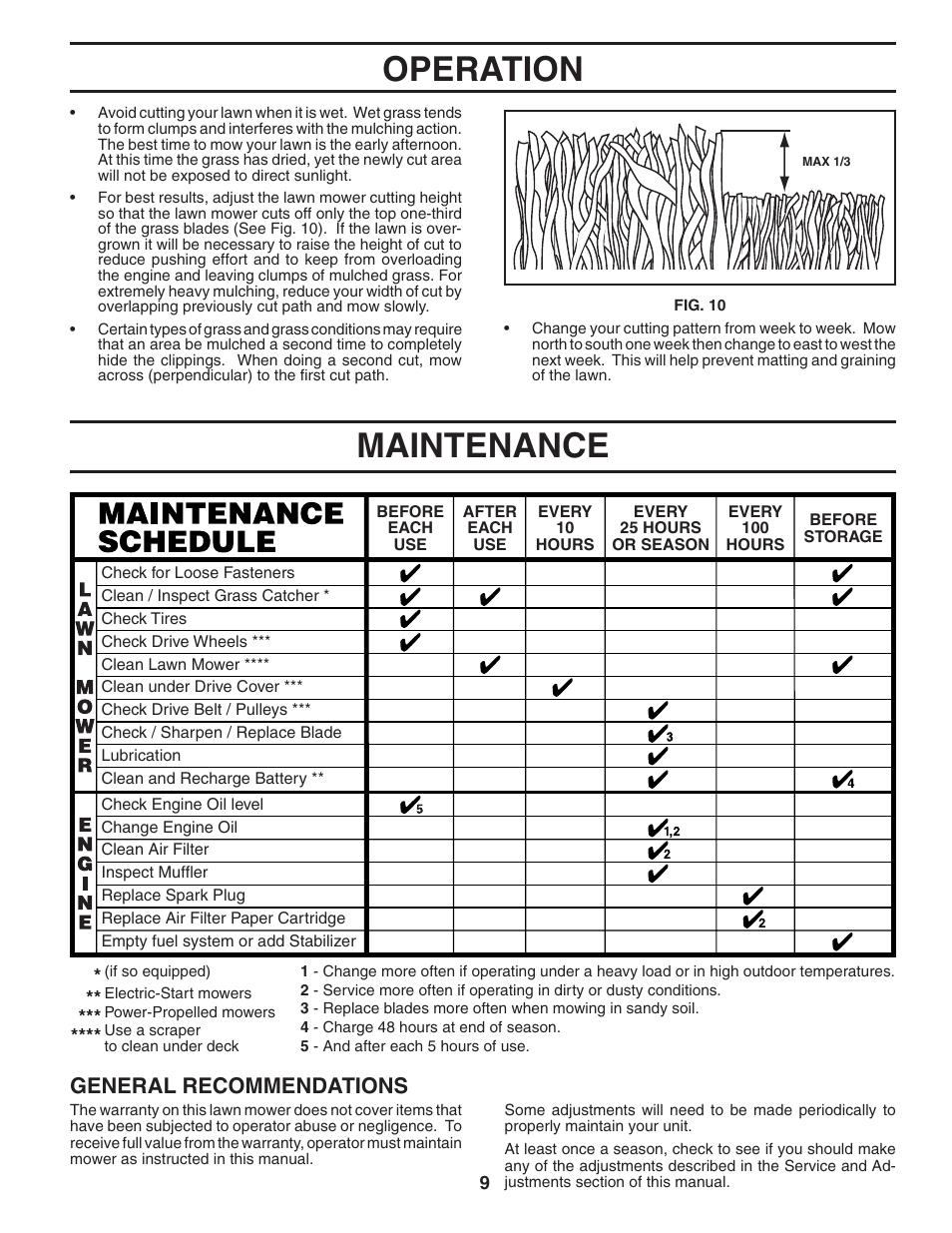 Maintenance, Operation, General recommendations | Husqvarna 7021F User Manual | Page 9 / 21