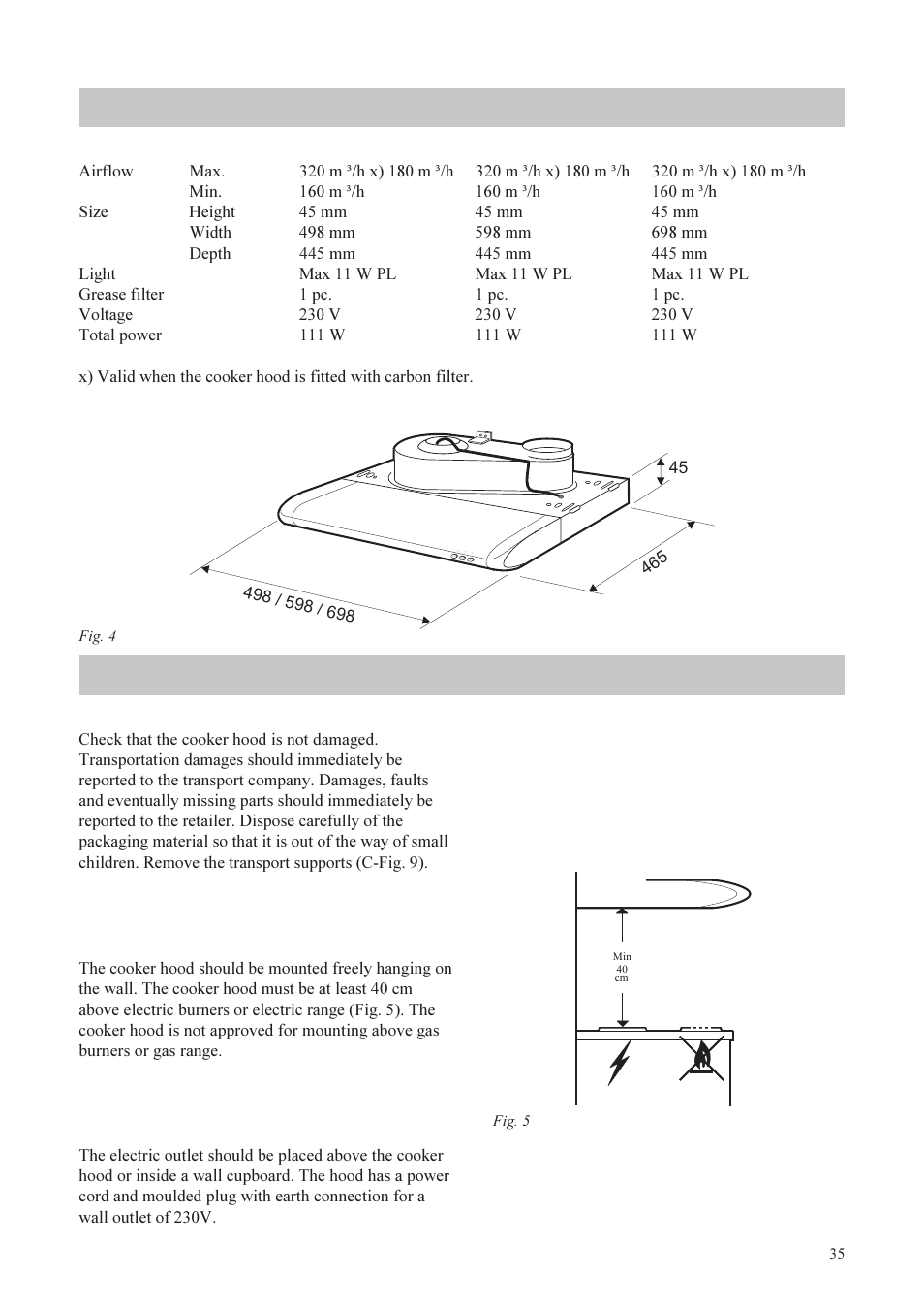 Technical data, Installation, Unpacking | Position, Electrical connection | Husqvarna BREEZE QC 720 User Manual | Page 7 / 10