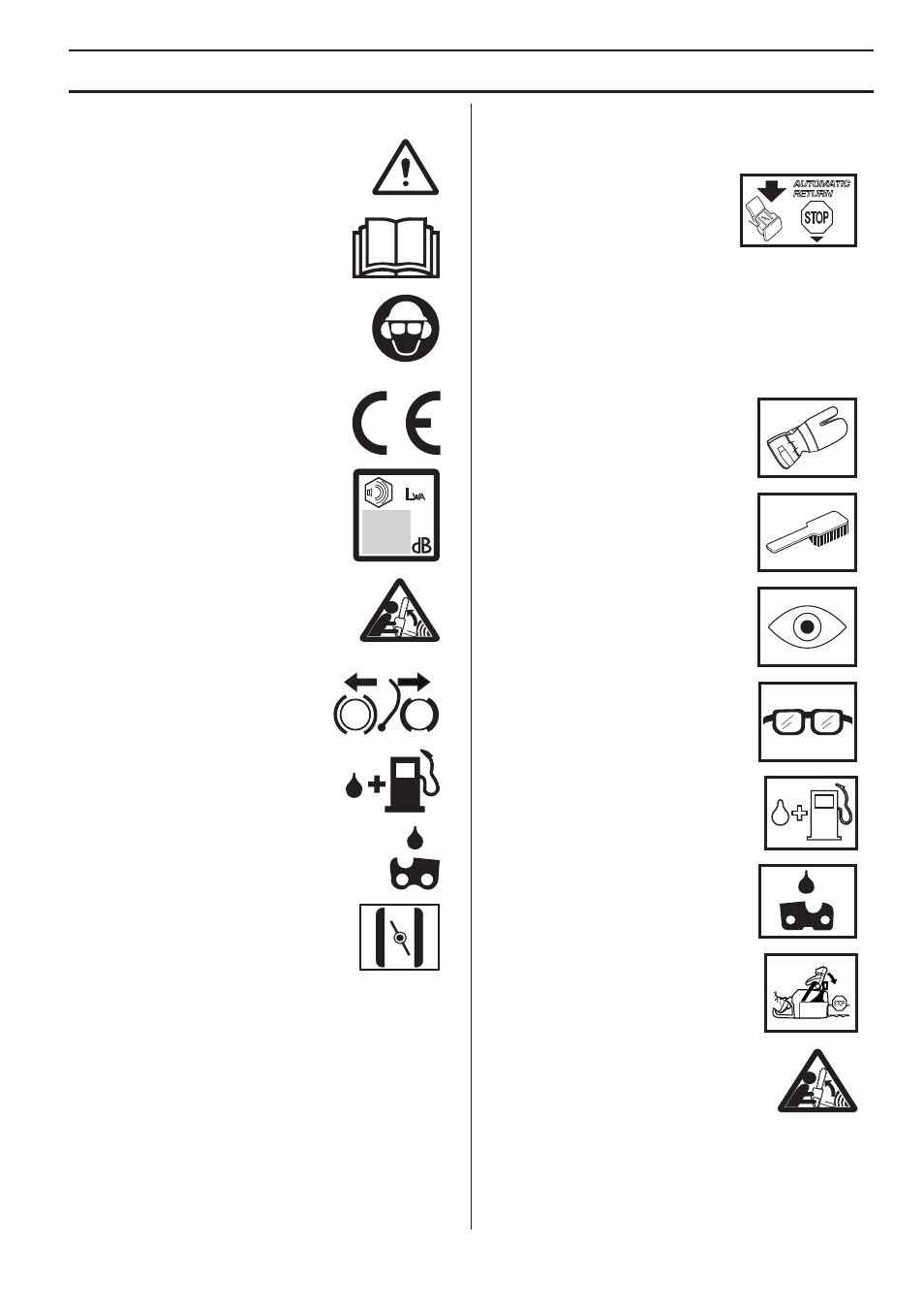 Símbolos en la máquina, Símbolos en el manual de instrucciones, Aclaración de los símbolos | Husqvarna 140 User Manual | Page 227 / 420