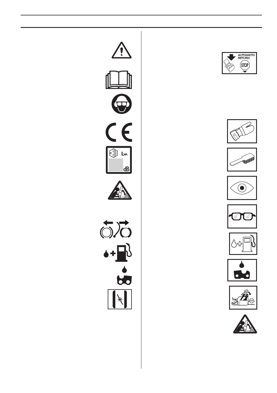 Símbolos na máquina, Símbolos nas instruções para o uso, Explicação dos símbolos | Husqvarna 140 User Manual | Page 287 / 420