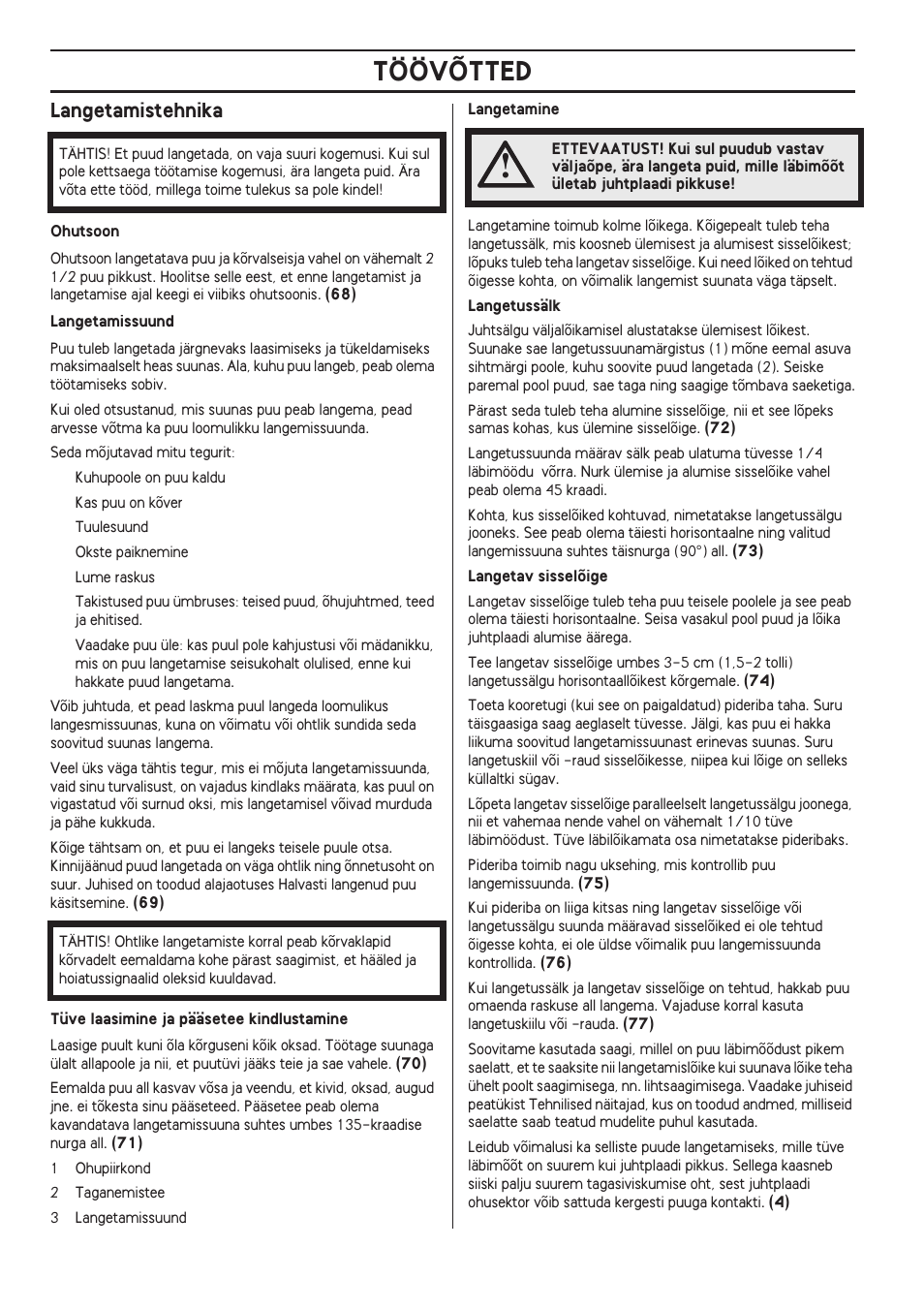 Langetamistehnika, Töövõtted | Husqvarna 140 User Manual | Page 332 / 420