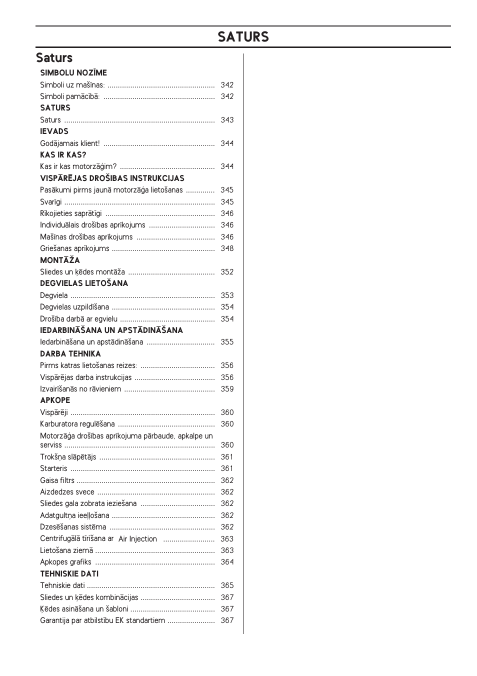 Saturs | Husqvarna 140 User Manual | Page 343 / 420