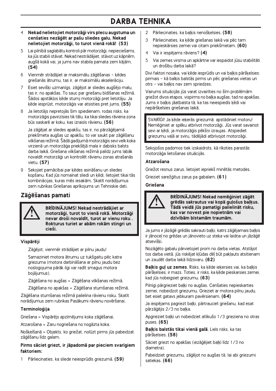 Zçæï‰anas pamati, Darba tehnika | Husqvarna 140 User Manual | Page 357 / 420