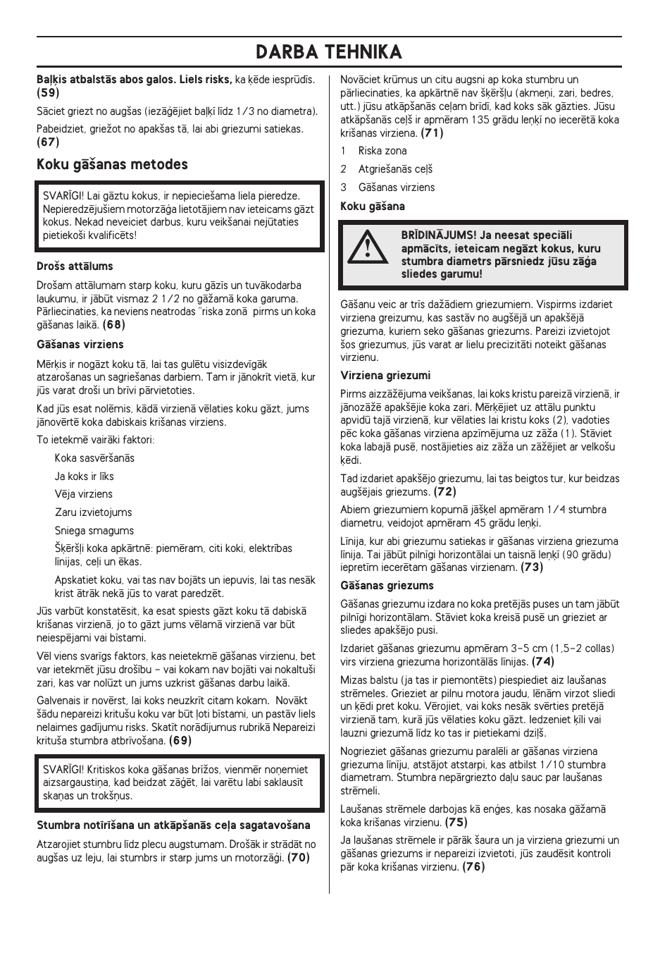 Koku gç‰anas metodes, Darba tehnika | Husqvarna 140 User Manual | Page 358 / 420