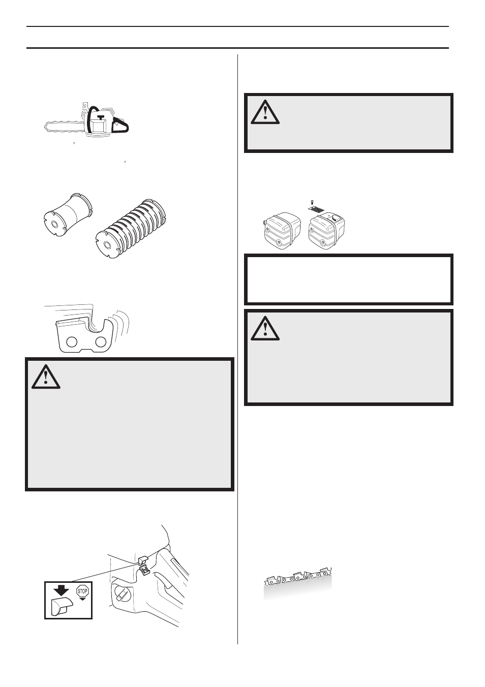 Vibration damping system, Stop switch, Muffler | Cutting equipment, General rules, General safety precautions | Husqvarna 570 EPA III User Manual | Page 10 / 44