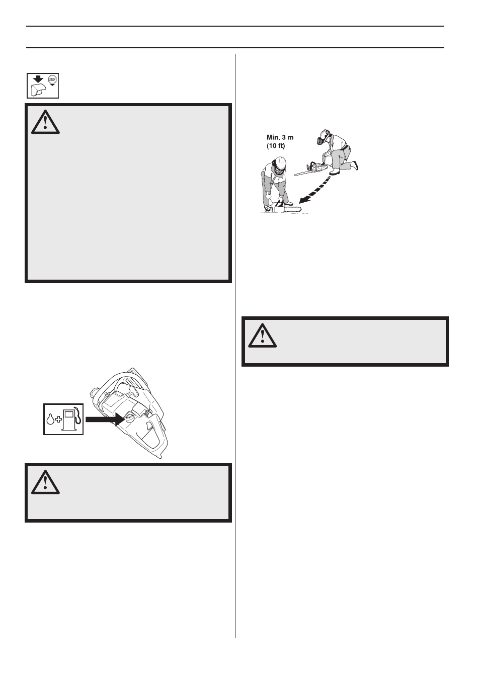 Fueling, Fuel safety, Transport and storage | Long-term storage, Fuel handling | Husqvarna 570 EPA III User Manual | Page 18 / 44