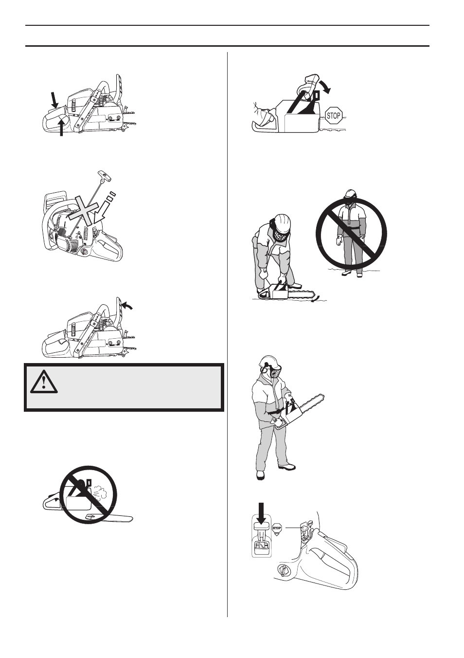 Stopping, Starting and stopping | Husqvarna 570 EPA III User Manual | Page 20 / 44