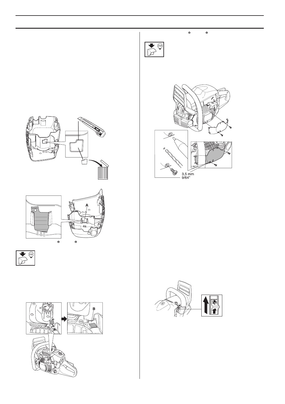 Winter use, Fitting the winterising kit, Temperature 0°c (32°f) or colder | Temperature -5°c (23°f) or colder, Heated handles, Electrical carburetor heating, Maintenance, Temperature 0 °°°° c (32 °°°° f) or colder, Temperature -5 °°°° c (23 °°°° f) or colder | Husqvarna 570 EPA III User Manual | Page 36 / 44