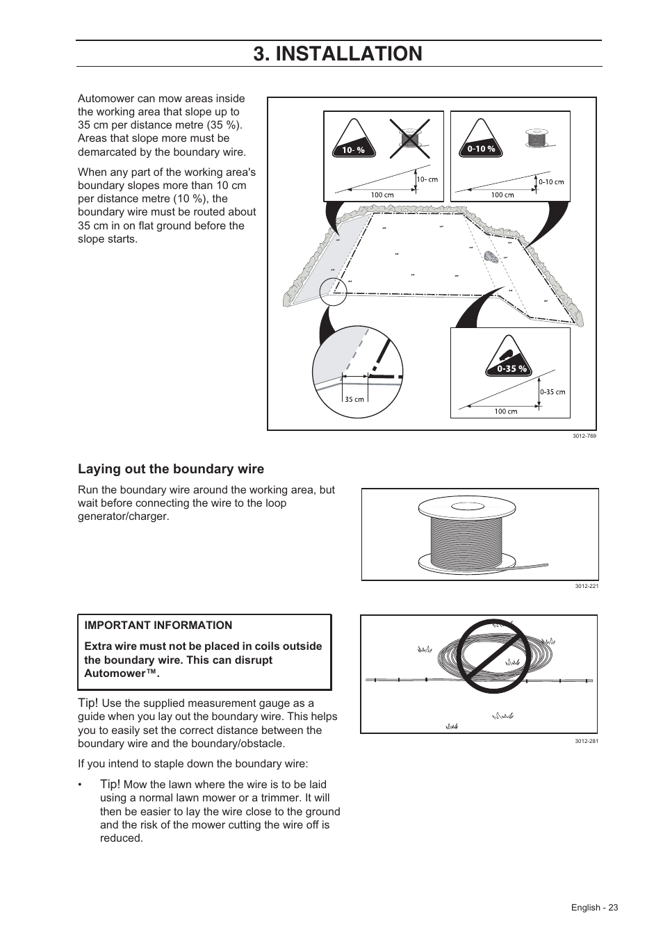 Installation | Husqvarna 210 C User Manual | Page 22 / 48