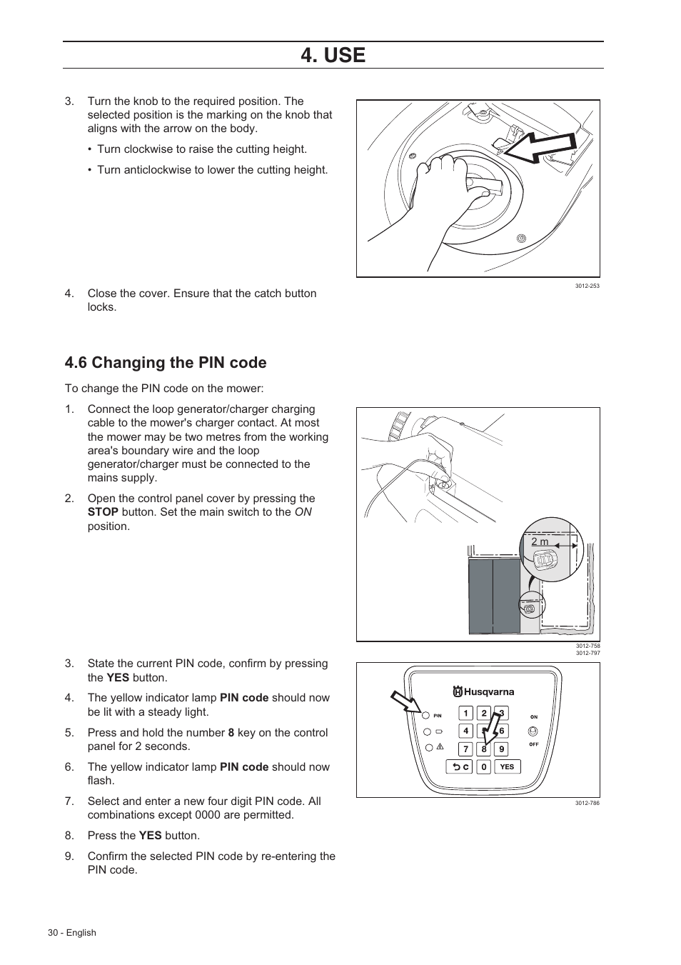 6 changing the pin code | Husqvarna 210 C User Manual | Page 29 / 48