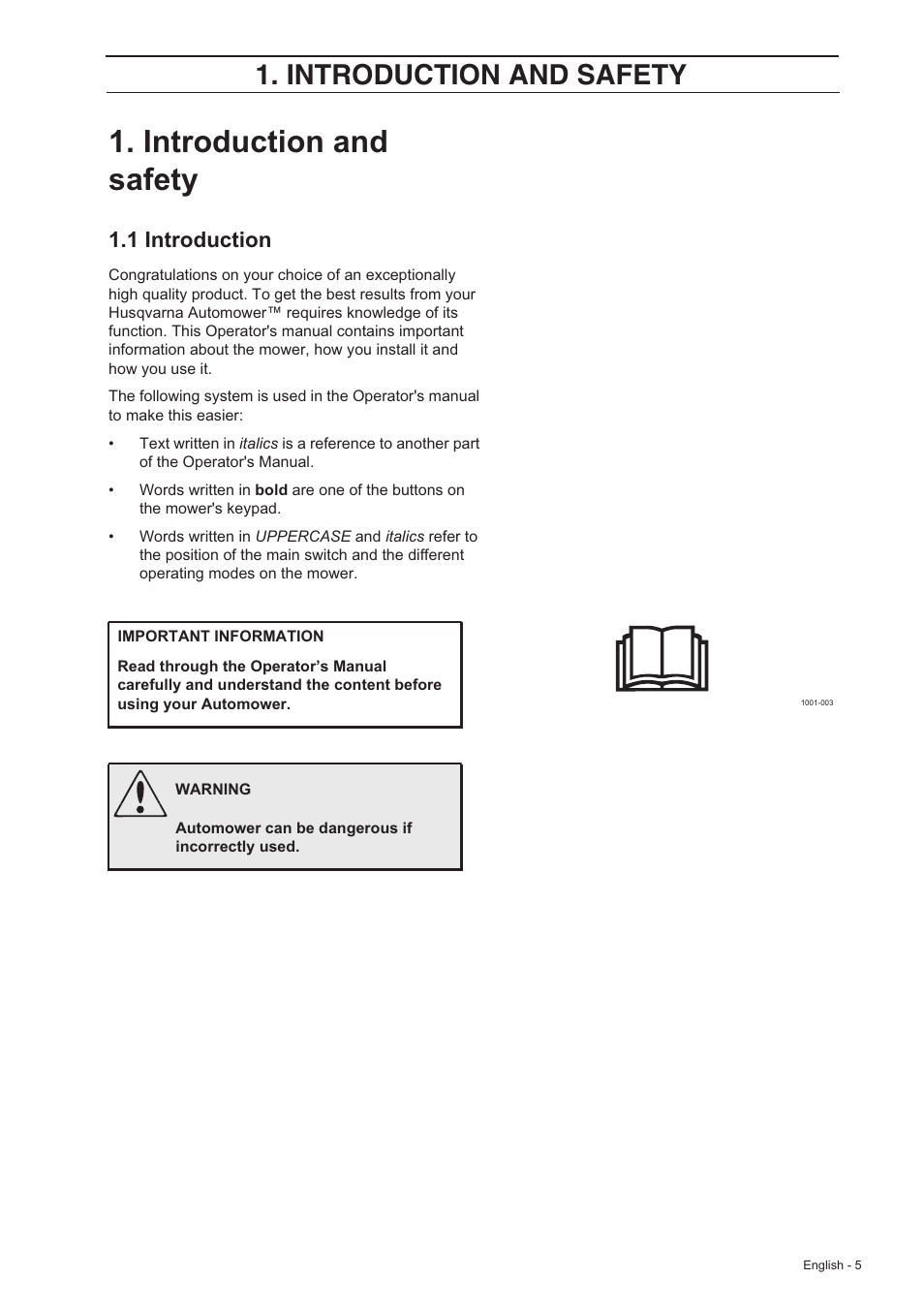 Introduction and safety, 1 introduction | Husqvarna 210 C User Manual | Page 4 / 48