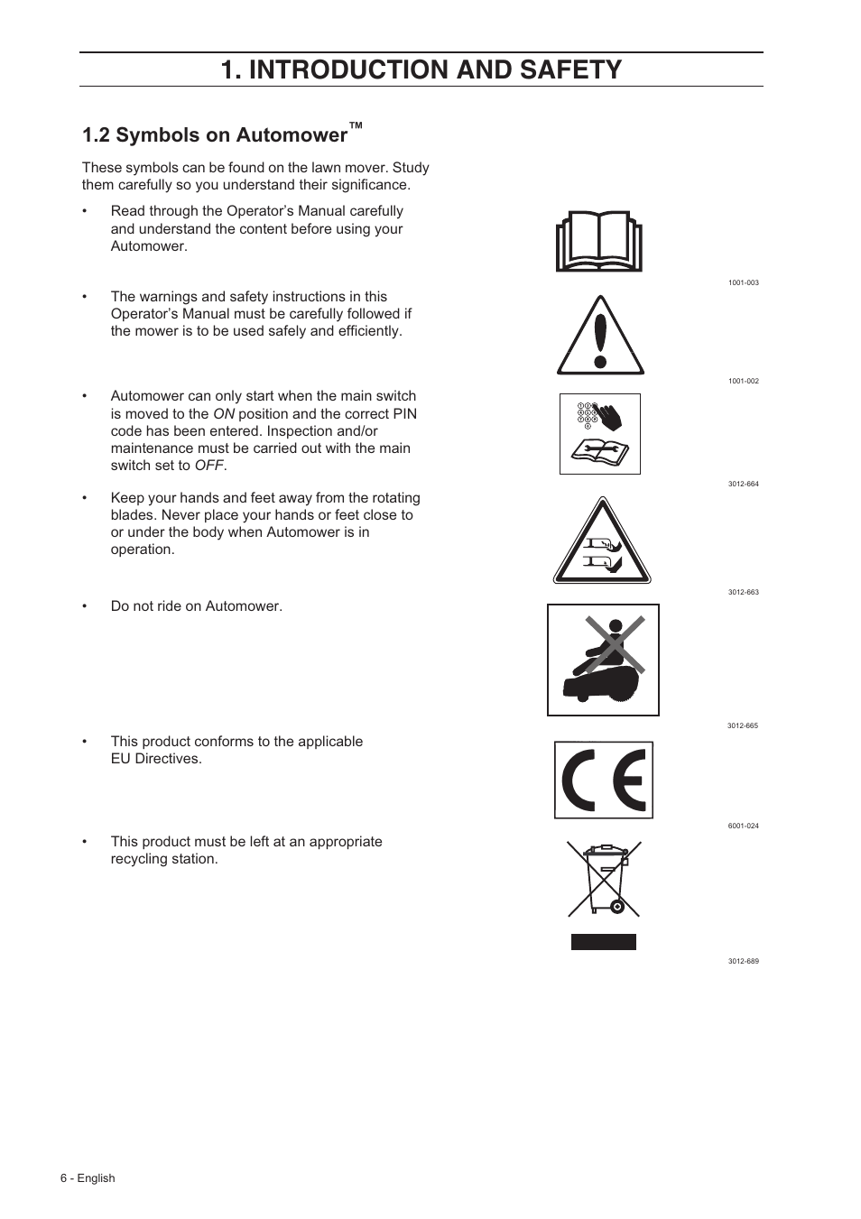 Introduction and safety, 2 symbols on automower | Husqvarna 210 C User Manual | Page 5 / 48