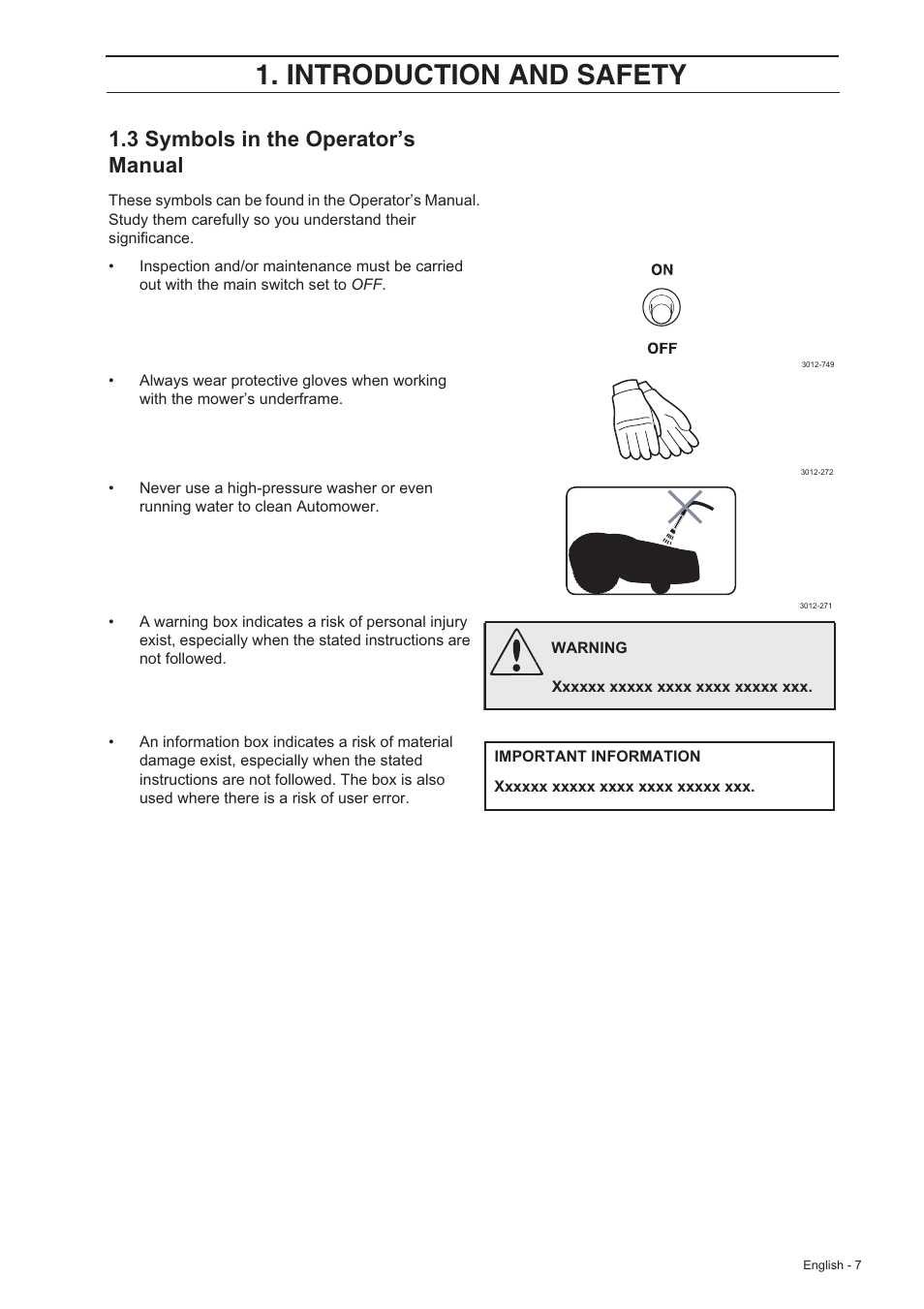 Introduction and safety, 3 symbols in the operator’s manual | Husqvarna 210 C User Manual | Page 6 / 48