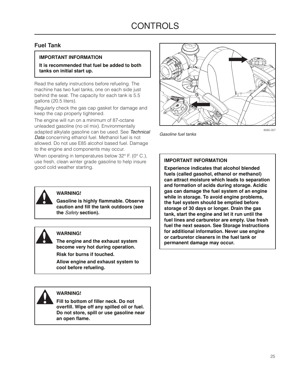 Fuel tank, Controls | Husqvarna 966553901 User Manual | Page 25 / 72