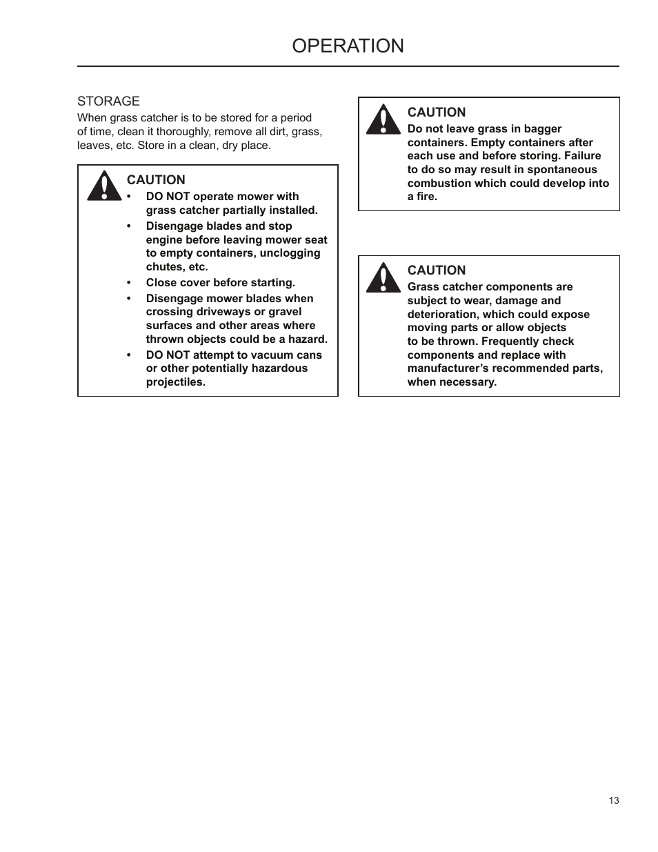 Operation, Storage | Husqvarna 966004701 User Manual | Page 12 / 21