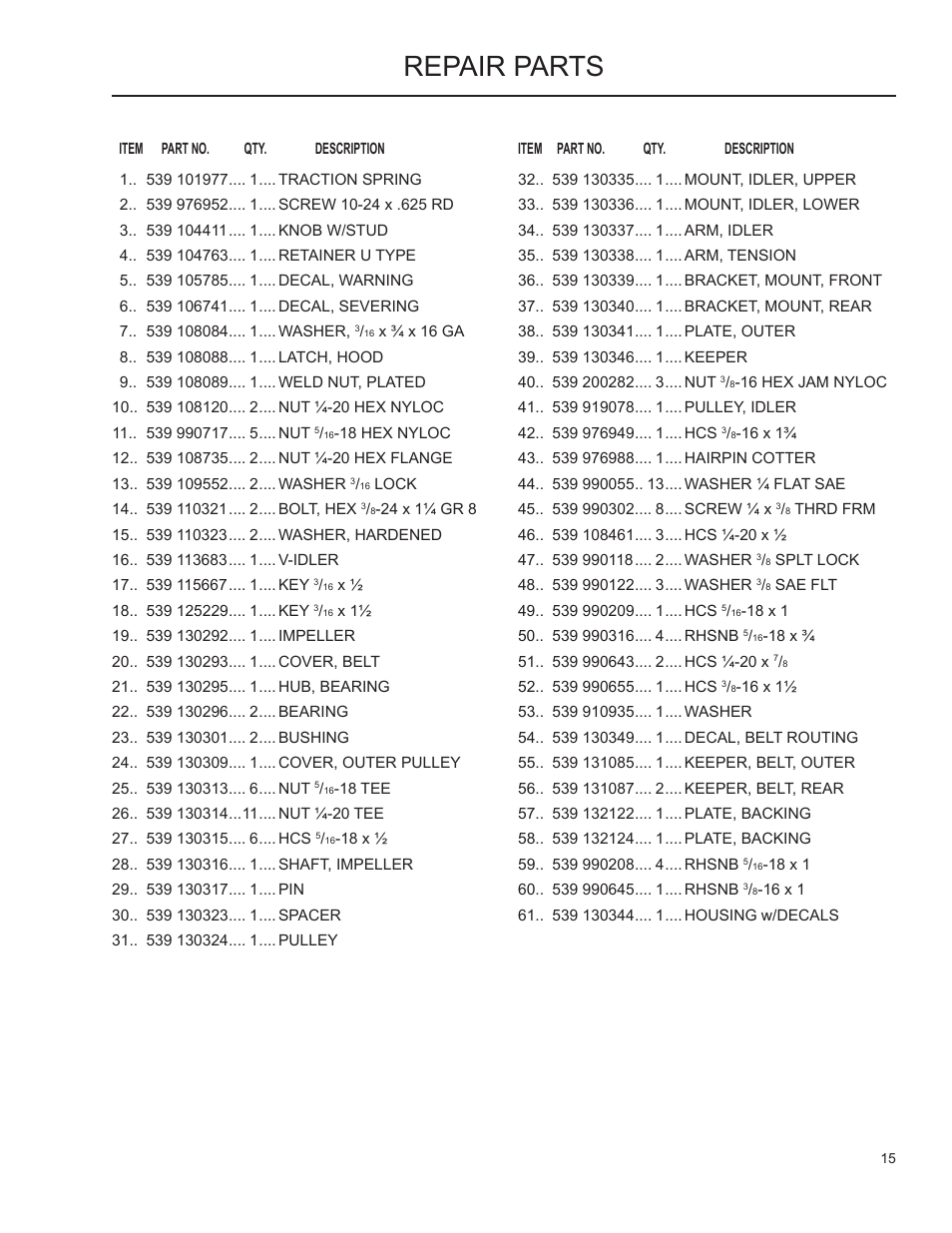 Repair parts | Husqvarna 966004701 User Manual | Page 14 / 21