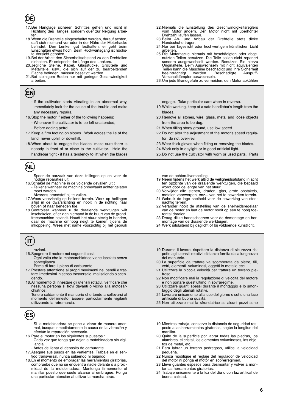 De en nl it es | Husqvarna T 55R User Manual | Page 7 / 21