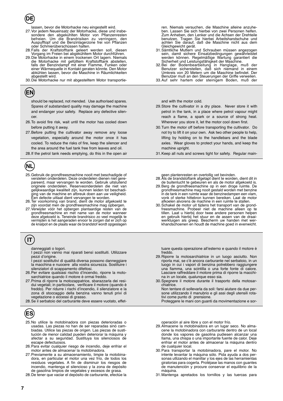 De en nl it es | Husqvarna T 55R User Manual | Page 8 / 21
